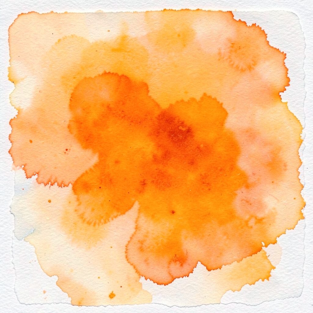 A soft watercolour painting of a glowing movie theater marquee at dusk, washed in warm orange and deep green tones, evoking an energetic, celebratory mood